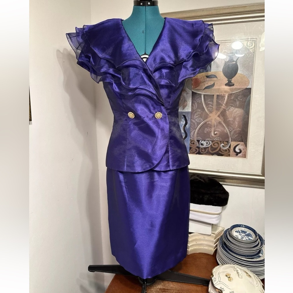 Alex Evenings Purple Skirt Set